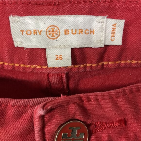 Tory Burch Alexa Cropped Skinny Jeans in Acai Red, size 26 - Picture 5 of 9